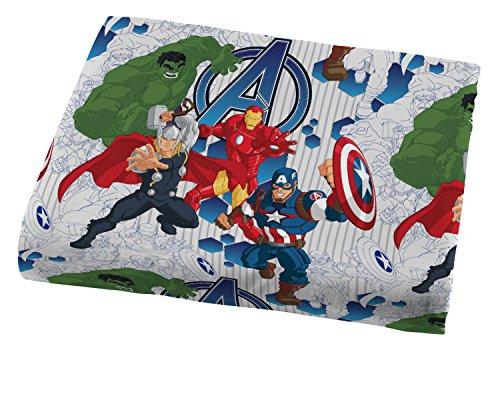 Jay Franco Marvel Avengers Blue Circle 5 Piece Full Bed Set - Includes Reversible Comforter & Sheet Set - Bedding Features Captain America & Iron Man - Fade Resistant Microfiber (Official Marvel Product)