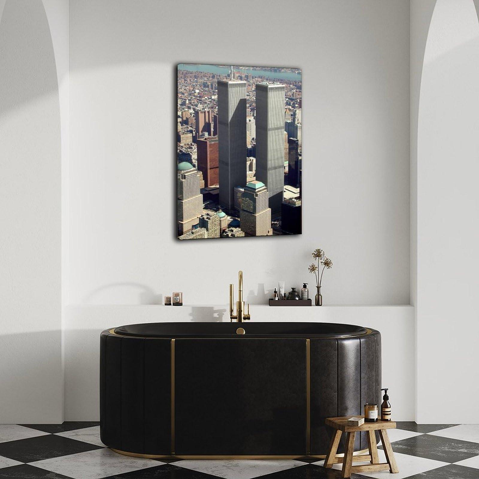 Generic World Trade Center Twin Towers Retro Poster 1 Canvas Painting Wall Art Poster for Bedroom Living Room Decor 12x18inch(30x45cm)