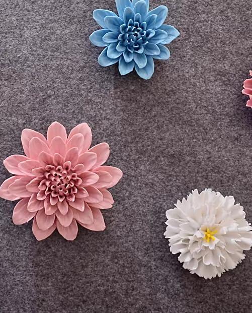 AMERRY AMERRY Ceramic Wall Flower Decor Artificial 3D Flower Wall ArtHandmade 3D Wall Art Hanging Sculpture Porcelain Flower Wall Dcor (Pink,Paeonia lactiflora2.76")