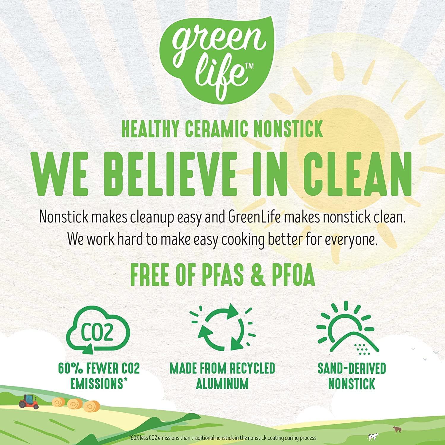 GreenLife GreenLife Soft Grip Healthy Ceramic Nonstick, 8" Frying Pan Skillet, PFAS-Free, Dishwasher Safe, Turquoise