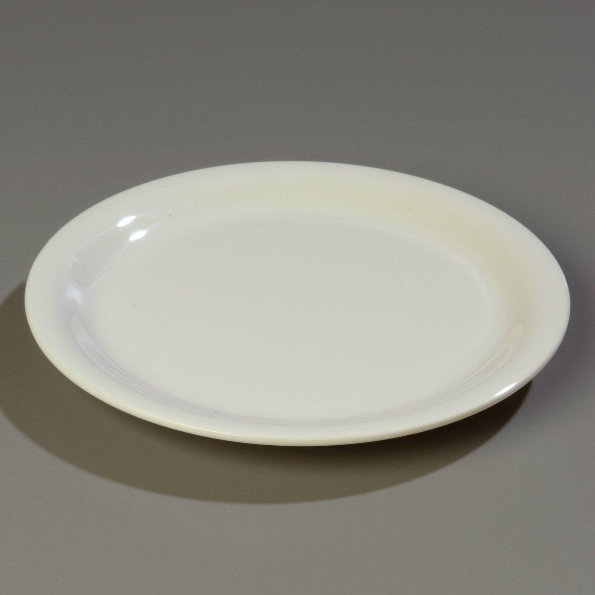 Carlisle FoodService Products Carlisle FoodService Products Sierrus Reusable Plastic Plate with Narrow Rim for Buffets, Restaurants, and Homes, Melamine, 7.25 Inches, Bone, (Pack of 48)