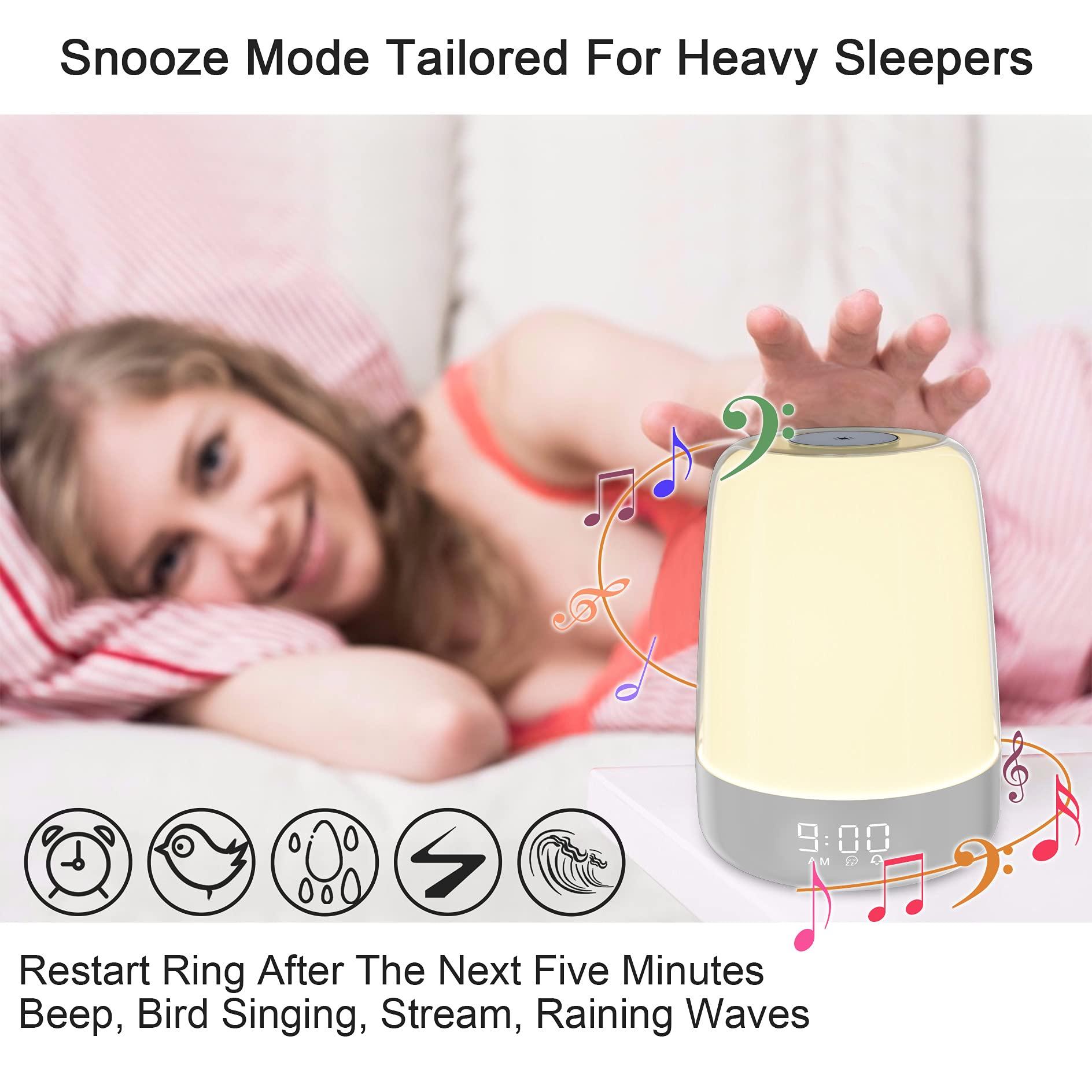 winshine winshine Touch Wake Up Night Light with Sunrise Simulation Alarm Clock, 3 Ways Dimmable Warm White Bedside Lamp for Kid Bedrooms RGB Ambient Table Nightstand Light,Sleep Aid Snooze Timer Mode