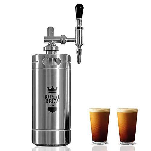 ROYAL BREW EST. 1987 The Original Royal Brew Nitro Cold Brew Coffee Maker - Gift for Coffee Lovers - 128 oz Extra Large Home Keg, Nitrogen Gas System Coffee Dispenser Kit