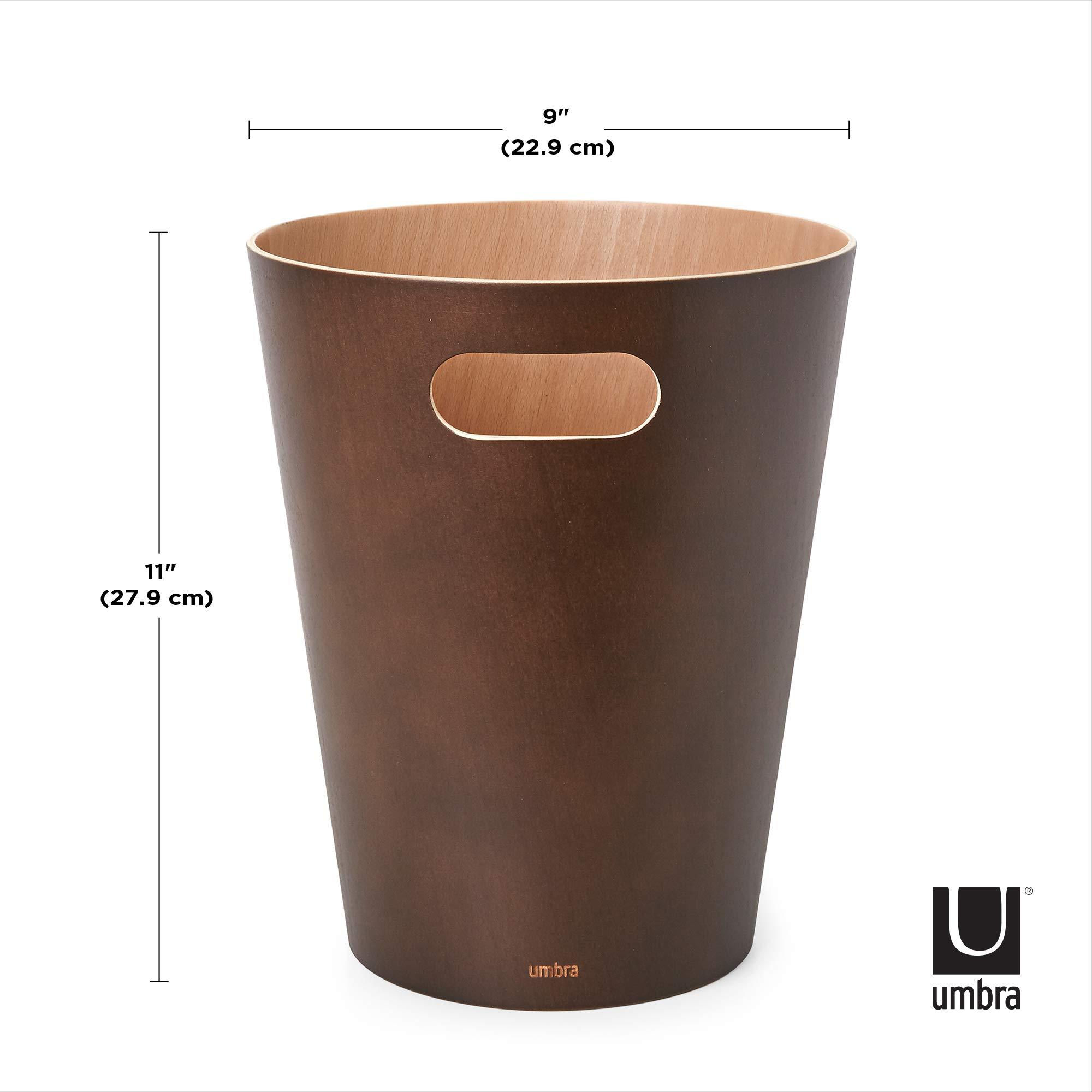 Umbra Umbra Woodrow 2 Gallon Modern Wooden Trash Can Wastebasket or Recycling Bin for Home or Office, Espresso