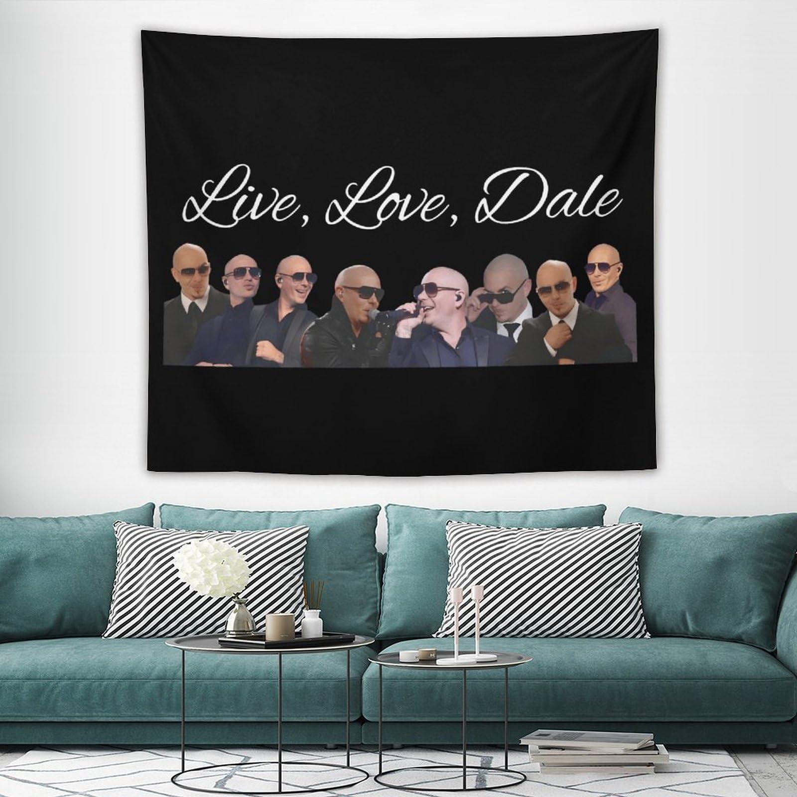 ZPANTAO ZPANTAO Pitbulls Mr Worldwide Tapestry Wall Hanging Pitbulls Mr Worldwide Large Tapestry for Bedroom Aesthetic Tapestries for Living Room Dorm 50\"x60\"