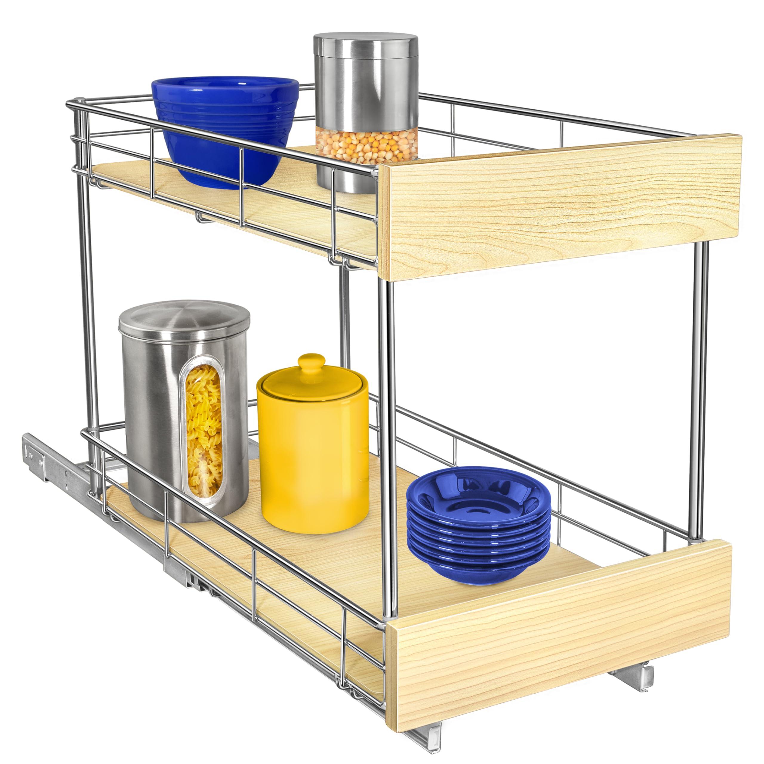 LYNK PROFESSIONAL LYNK PROFESSIONAL SELECT Pull Out Cabinet Organizer - 11\" x 21\" - Slide Out Drawer for Kitchen Cabinets - Sliding Pantry Shelves - Roll Out Shelf for Pots, Pans, Lifetime Ltd Warranty - 2 Tier