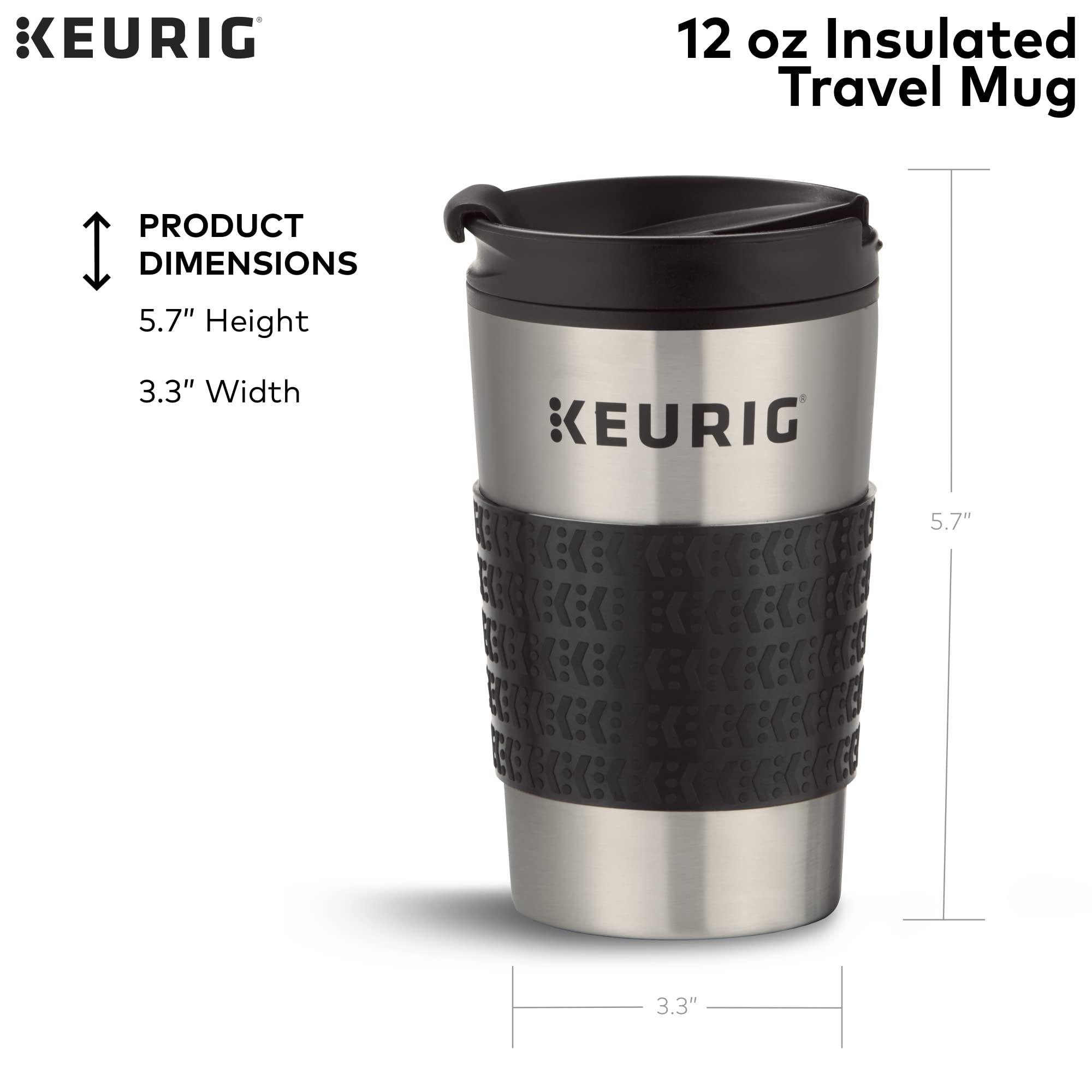 Keurig Keurig K-Elite Single-Serve K-Cup Pod Coffee Maker, Brushed Silver & Travel Mug Fits K-Cup Pod Coffee Maker, 1 Count (Pack of 1), Stainless Steel