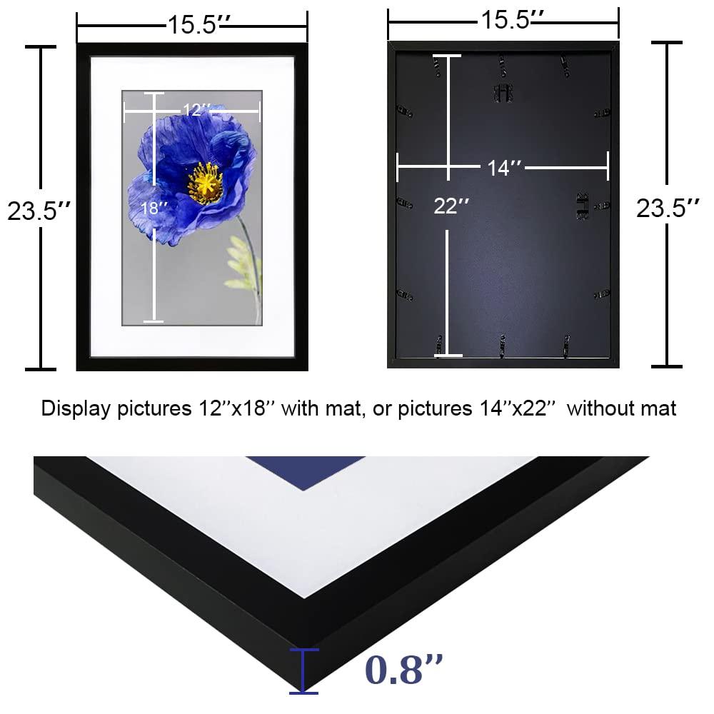VNVNK VNVNK 14x22 Frame Black, Perfect for 14x22 Inch Picture without Mat or 12x18 Inch Picture with Mat, Home Wall Decor Picture Frame-1 PCS