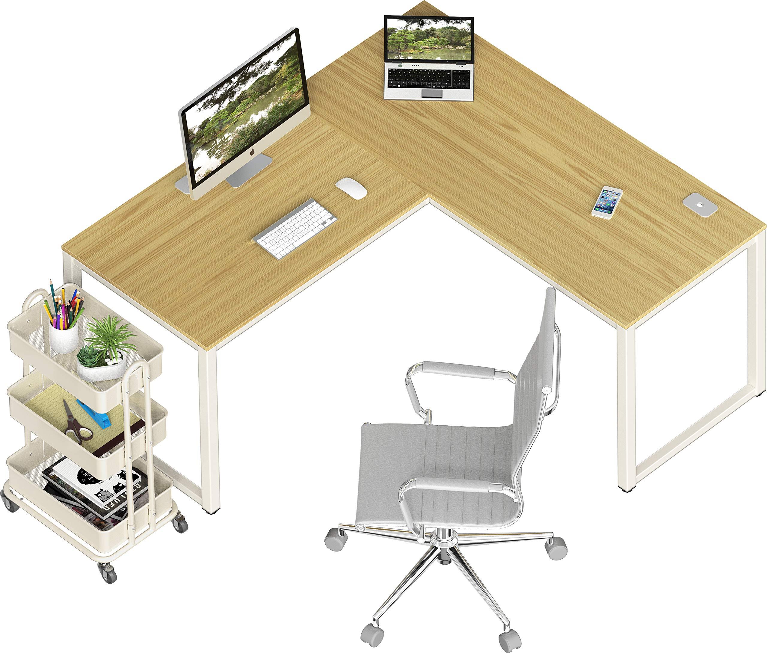 SHW SHW Artwork Office 55''x60'' Large L Shaped Corner Desk, Oak