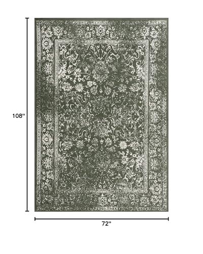 Safavieh SAFAVIEH Adirondack Collection Area Rug - 6' x 9', Ivory & Dark Green, Oriental Distressed Design, Non-Shedding & Easy Care, Ideal for High Traffic Areas in Living Room, Bedroom, Dining (ADR109X-6)