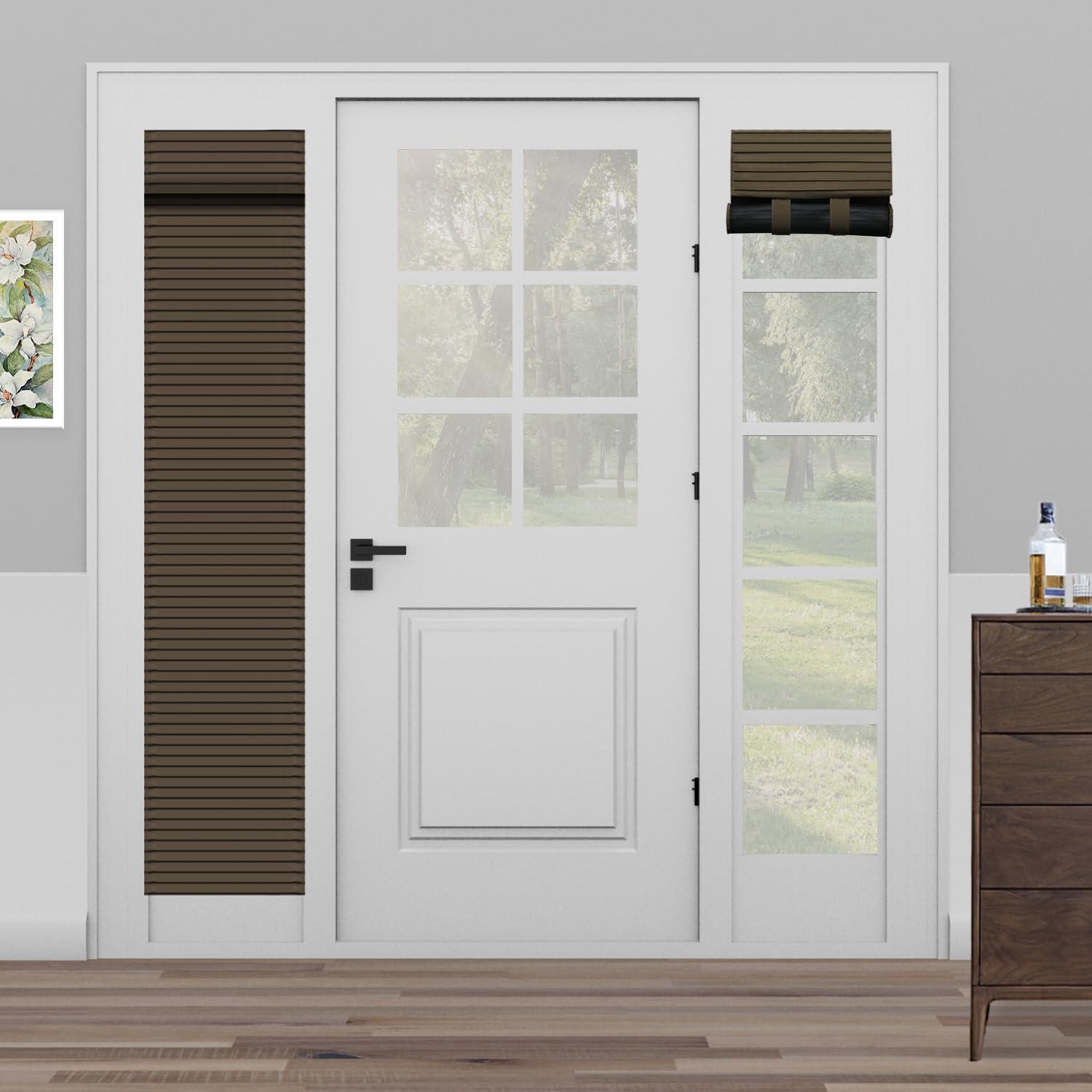 Muamar Muamar Side Door Window Covering, Front Door Shades for Small Window, Thermal Insulated Privacy Sidelight Curtain, Coffee, 1 Panel, W12 X L70