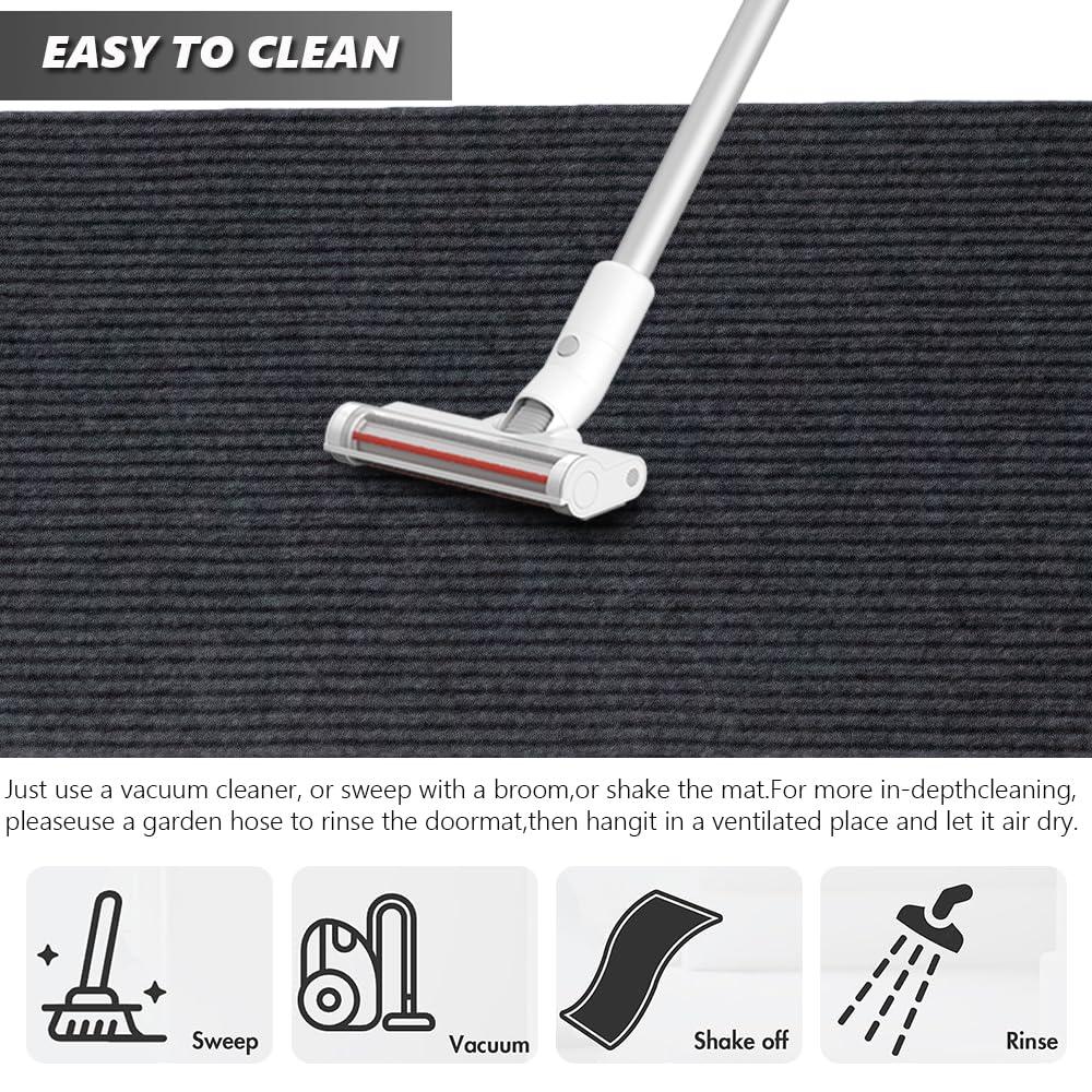 Goasis Lawn Runner Rug Carpet Runners, Indoor/Outdoor Hallway Custom Sizes Kitchen Entryway Bedroom Area Rugs with Natural Non-Slip Waterproof Rubber Backing, Garage Mat, Double Stripe, 1\' x 55\'