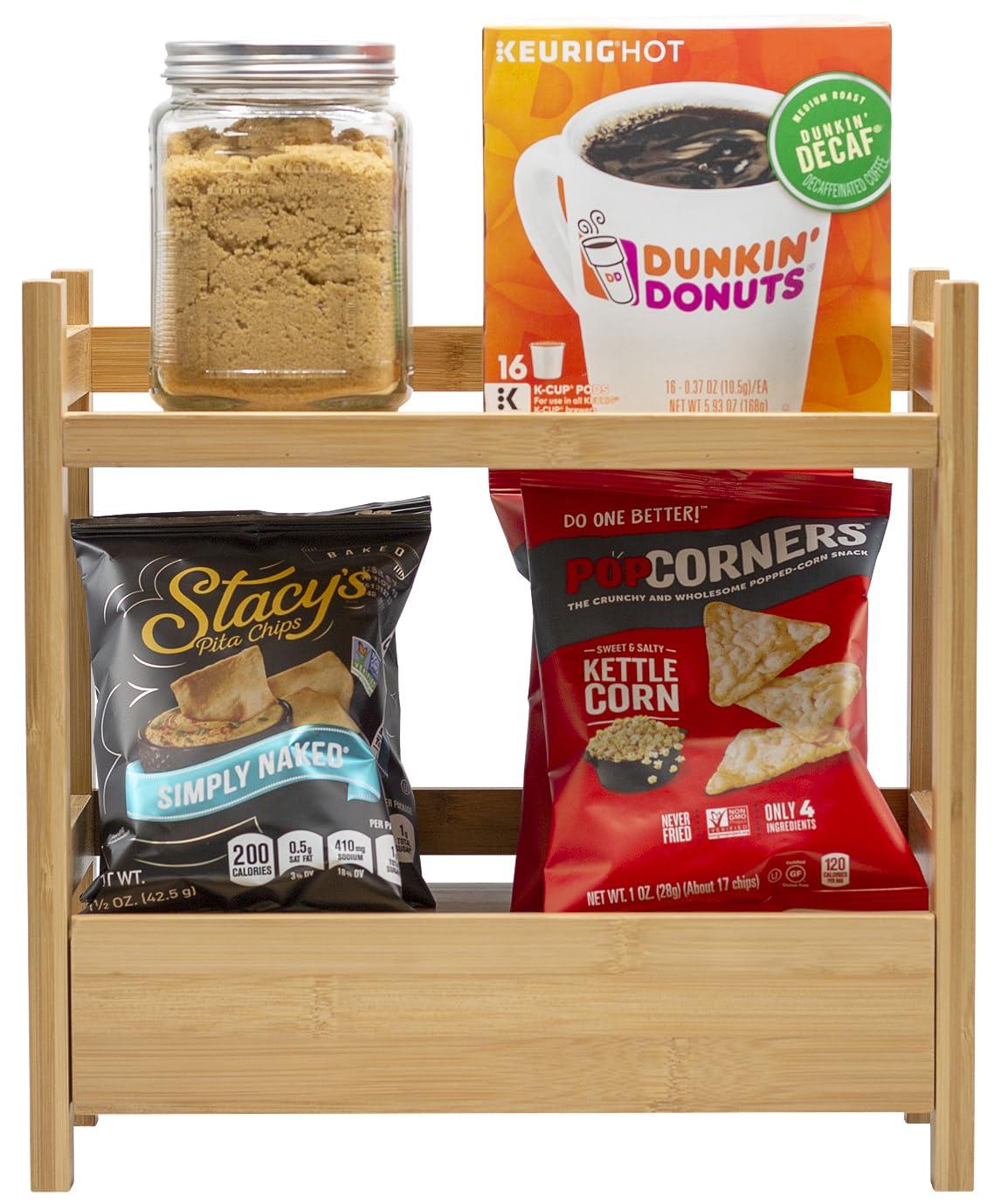 Sorbus Sorbus 2-Tier Bamboo Countertop Shelf with Hidden Drawer - Makeup Organizer - Multi-Purpose Storage for Skincare, Toiletries, Desktop - Display Stand Shelf for Bathroom Vanity Counter, Kitchen, Office