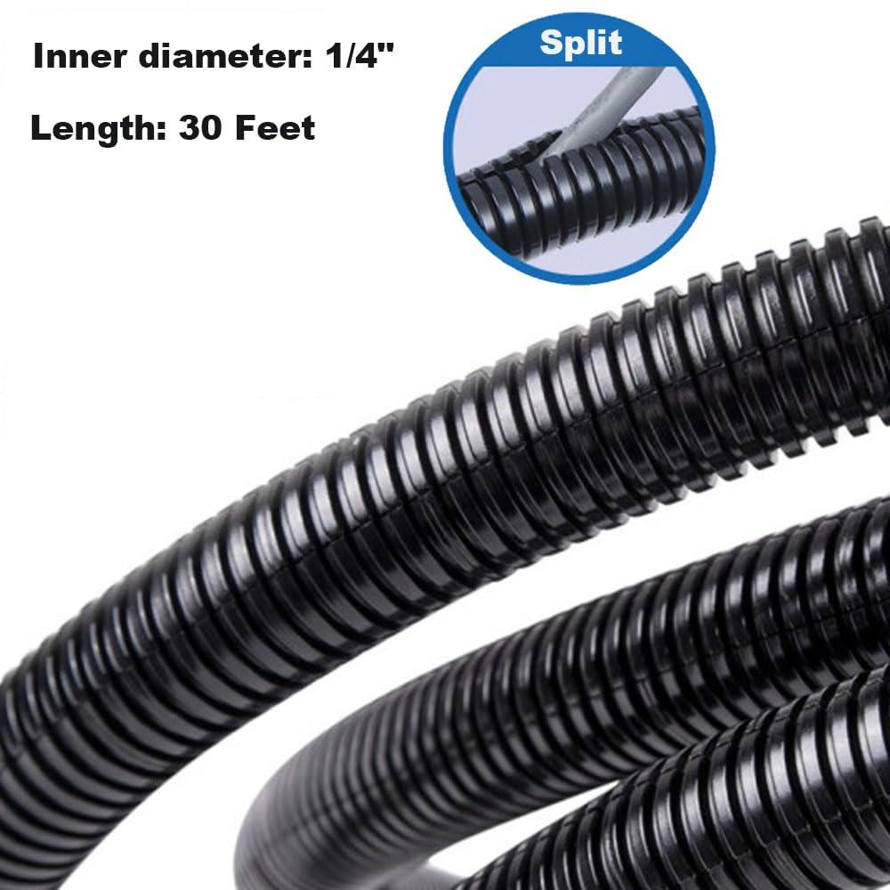 Zangboer 30 FT 1/4 Wire Loom Split Tubing,Dog Cat Cord Protector,Split Wire Loom Tubing Wire Conduit Black (30FT 1/4")