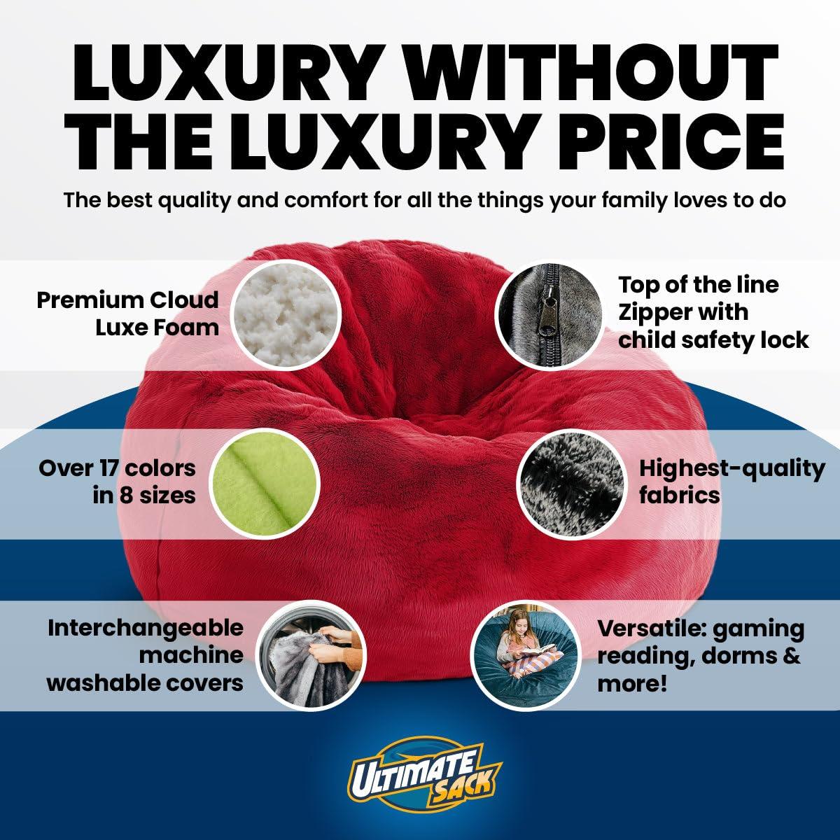 ULTIMATE SACK ULTIMATE SACK 3ft Bean Bag Chair, Oversize Bean Bag Chair for Adults, Comfy Chair Bean Bag Couch Lounge Sofa Loveseat Furniture | Olive Suede