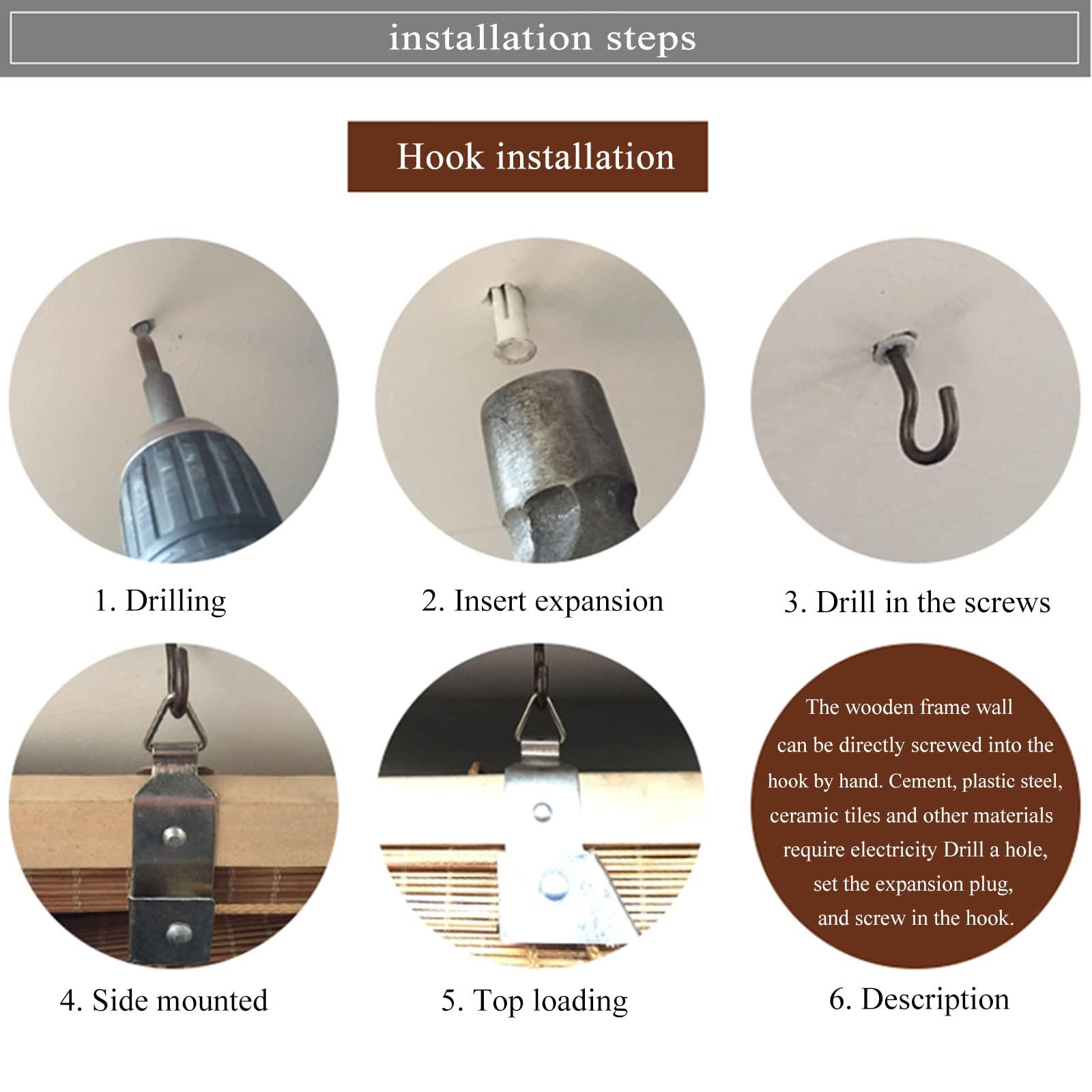 SHUITUKOUU Bamboo Shades for Doors,Natural Roman Curtain,Blackout Bamboo Window Shades,Outdoor Woven Wood Roller Shades,for Windows,Balcony,French Doors,Dining Hall,Indoor,W150xH200cm/59x79in