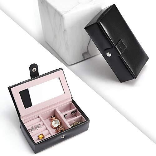 Kendal Black Leather Jewelry Box Travel Case and Lock