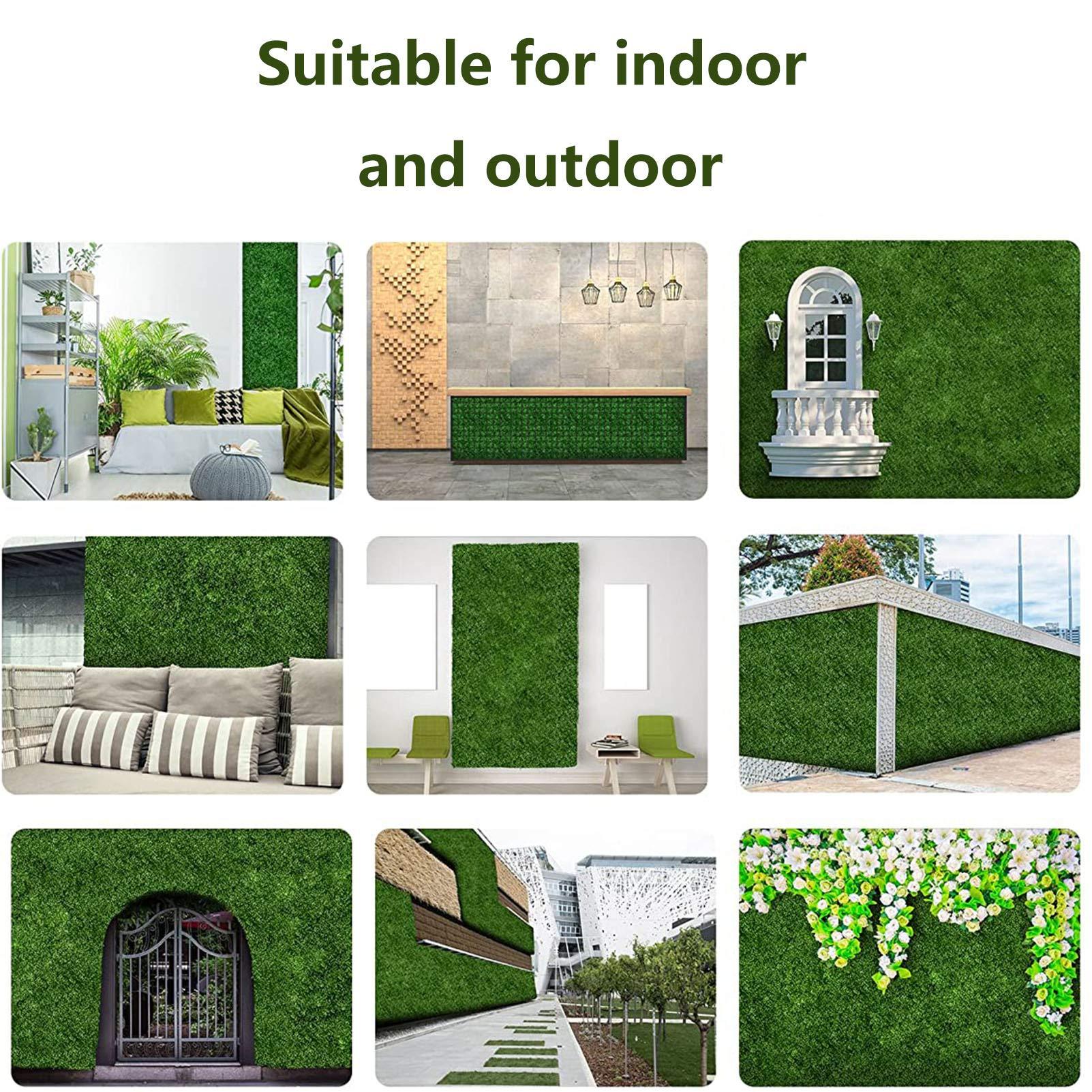 QIAOH QIAOH Artificial Boxwood Panels 24PCS, Faux Hedge Wall Backdrop, Artificial Grass Wall, Green Boxwood Wall Mat for Outdoor, Balcony, Garden Fence Screen and Indoor Wall Decoration