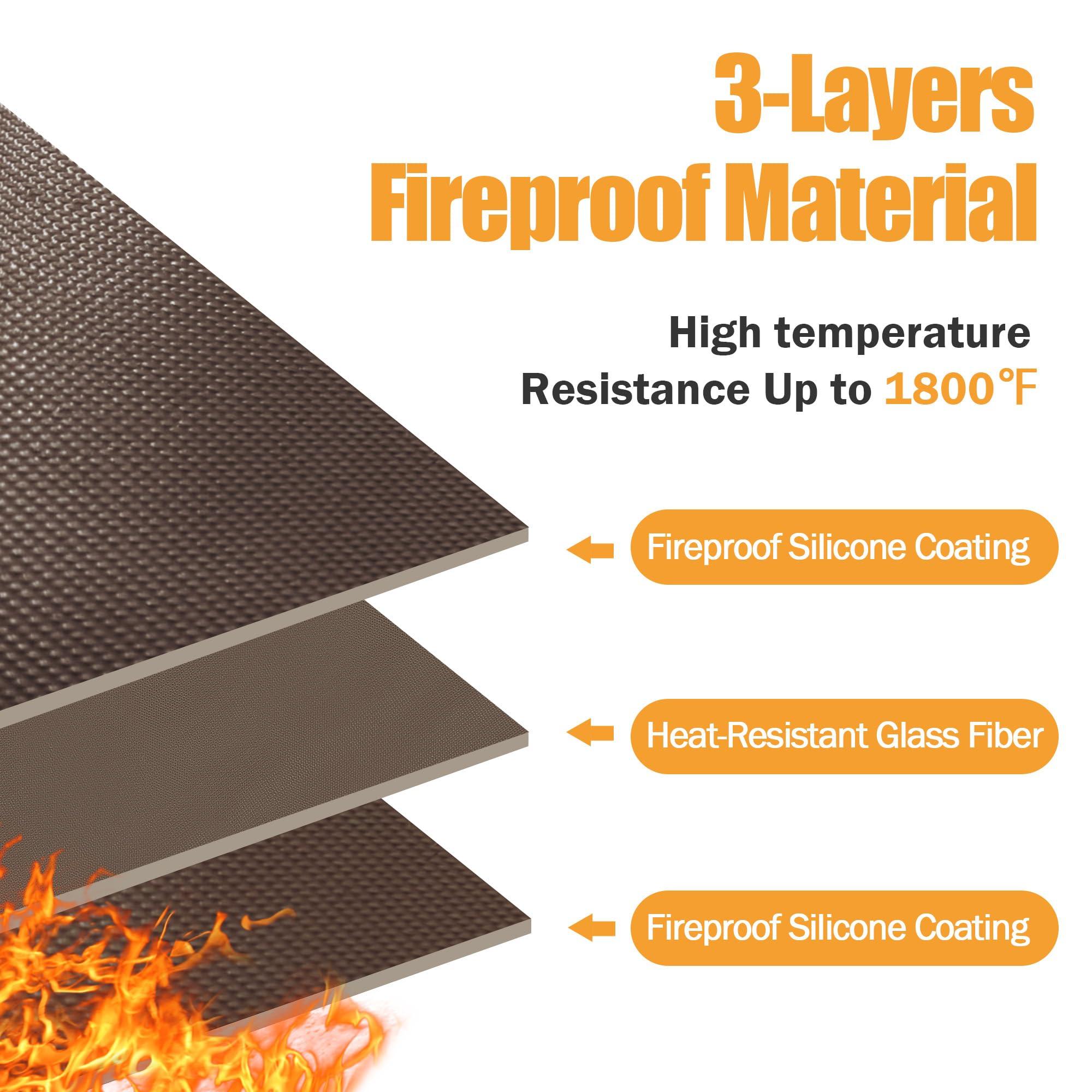 TOHONFOO Hearth Rugs for Fireplaces Fire Resistant, 59 x 32 inch Fireproof Fireplace Mat Hearth Rug, Hearth Pads for Wood Stove Fireplace Indoor Outdoor, Protect Floors Carpets from Sparks Embers-Brown, 1mm
