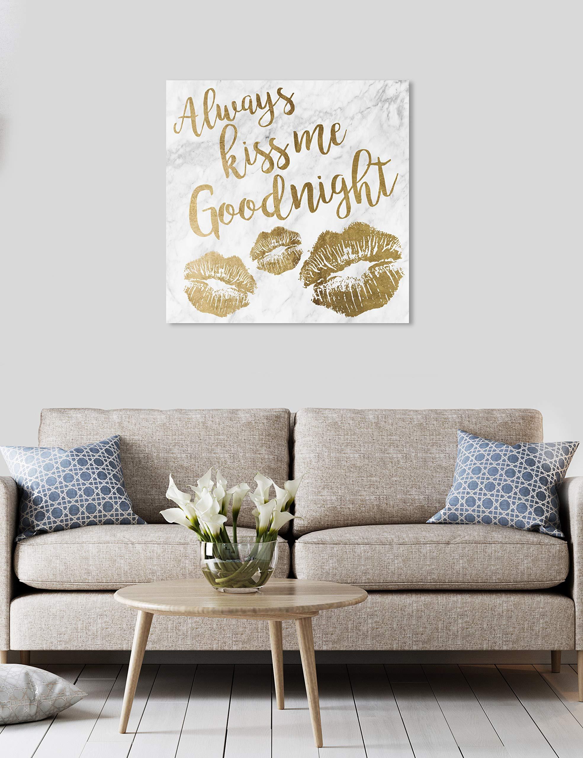 The Oliver Gal Artist Co. The Oliver Gal Artist Co. Fashion and Glam Wall Art Canvas Prints \'Always Kiss Me Goodnight\' Home Dcor, 30\" x 30\", Gold, White