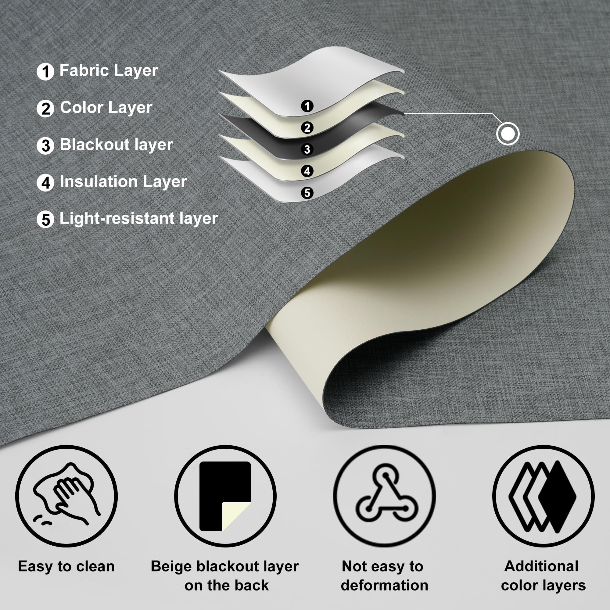 BERISSA BERISSA 100% Blackout Roller Shades for Window Roller Blinds Thermal Insulated Fabric Shades for Home, Bedroom, Kitchen, Office Custom Size.Gray, 39 inch Wide x 56 inch high.