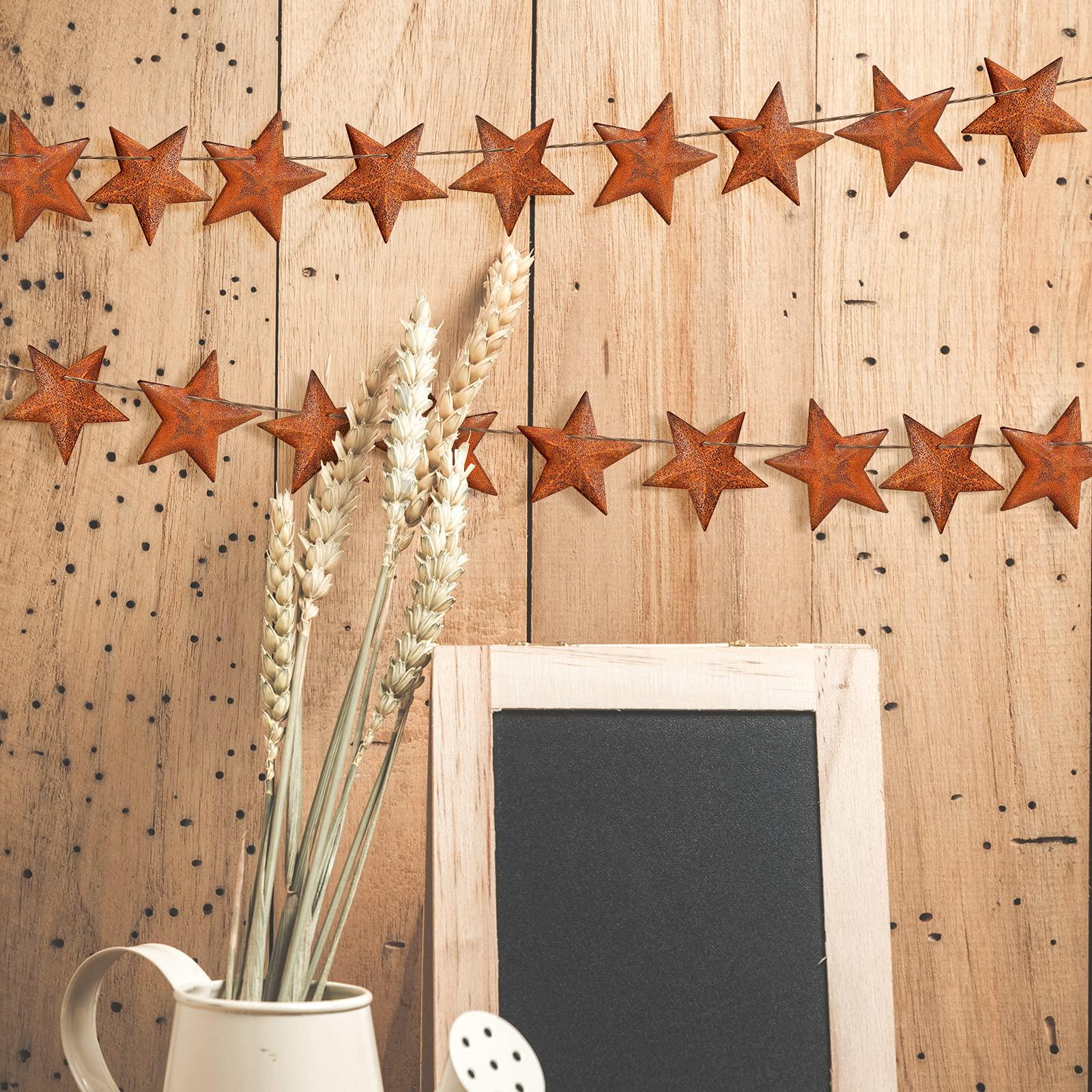 ARTIBETTER Artibetter 150pcs Rusty Metal Stars, Mini Barn Stars Home Decorative Accents with Hole and Hollow Backs for New Year Decorating and Finishing 4.5cm