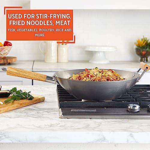 Imusa IMUSA 14in Carbon Steel Wok with Wood Handles