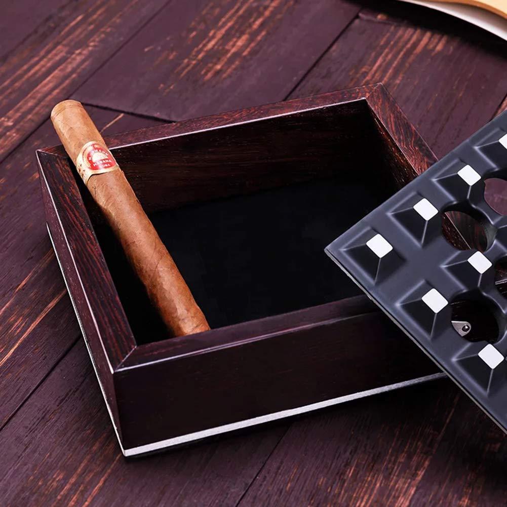 Leicraft Ashtray ,Metal&Wood,Desktop Ash Holder for Home Office Decoration Art