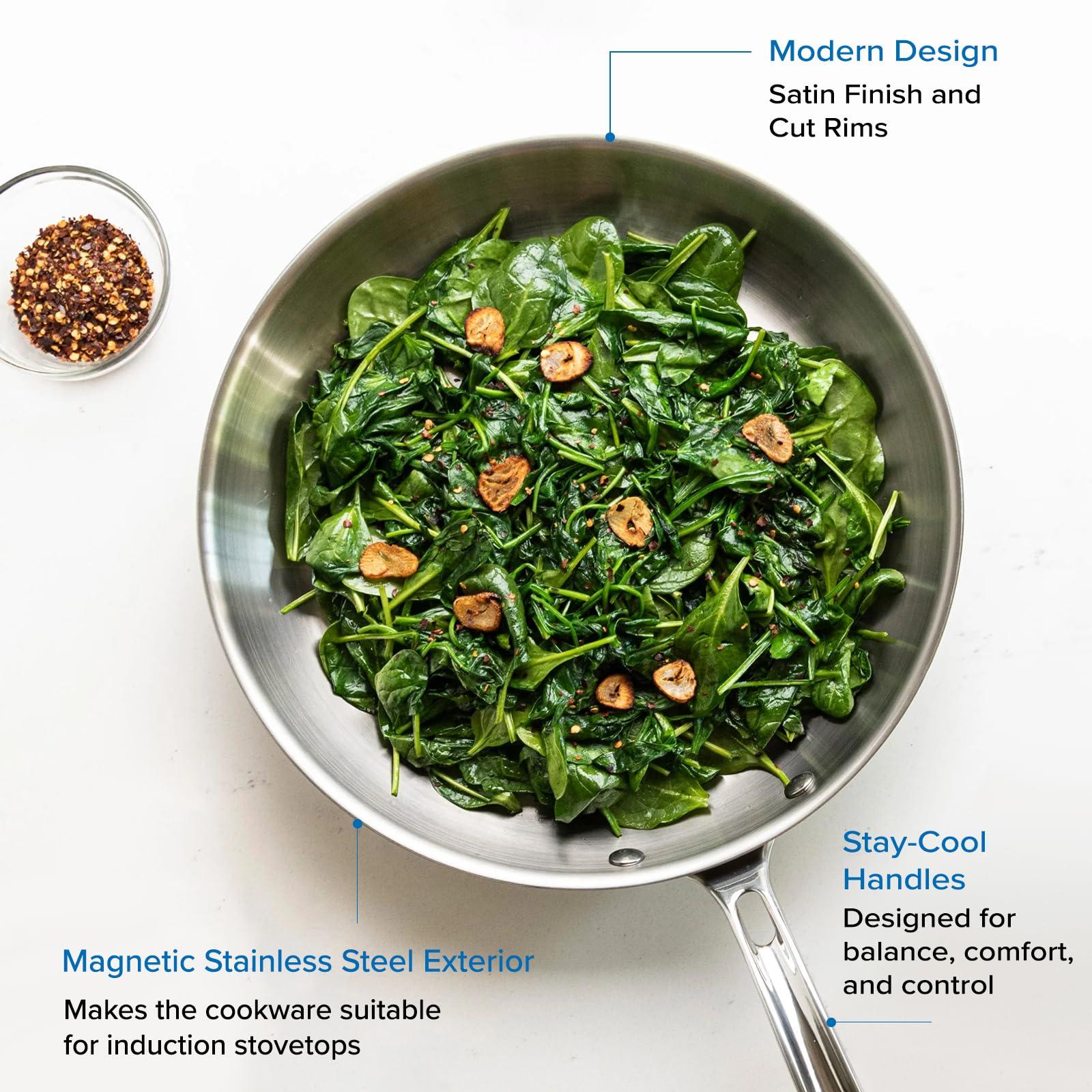 Viking Culinary Viking Culinary Professional 5-Ply Stainless Steel Fry Pan, 12 Inch, Ergonomic Stay-Cool Handle, Dishwasher, Oven Safe, Works on All Cooktops including Induction