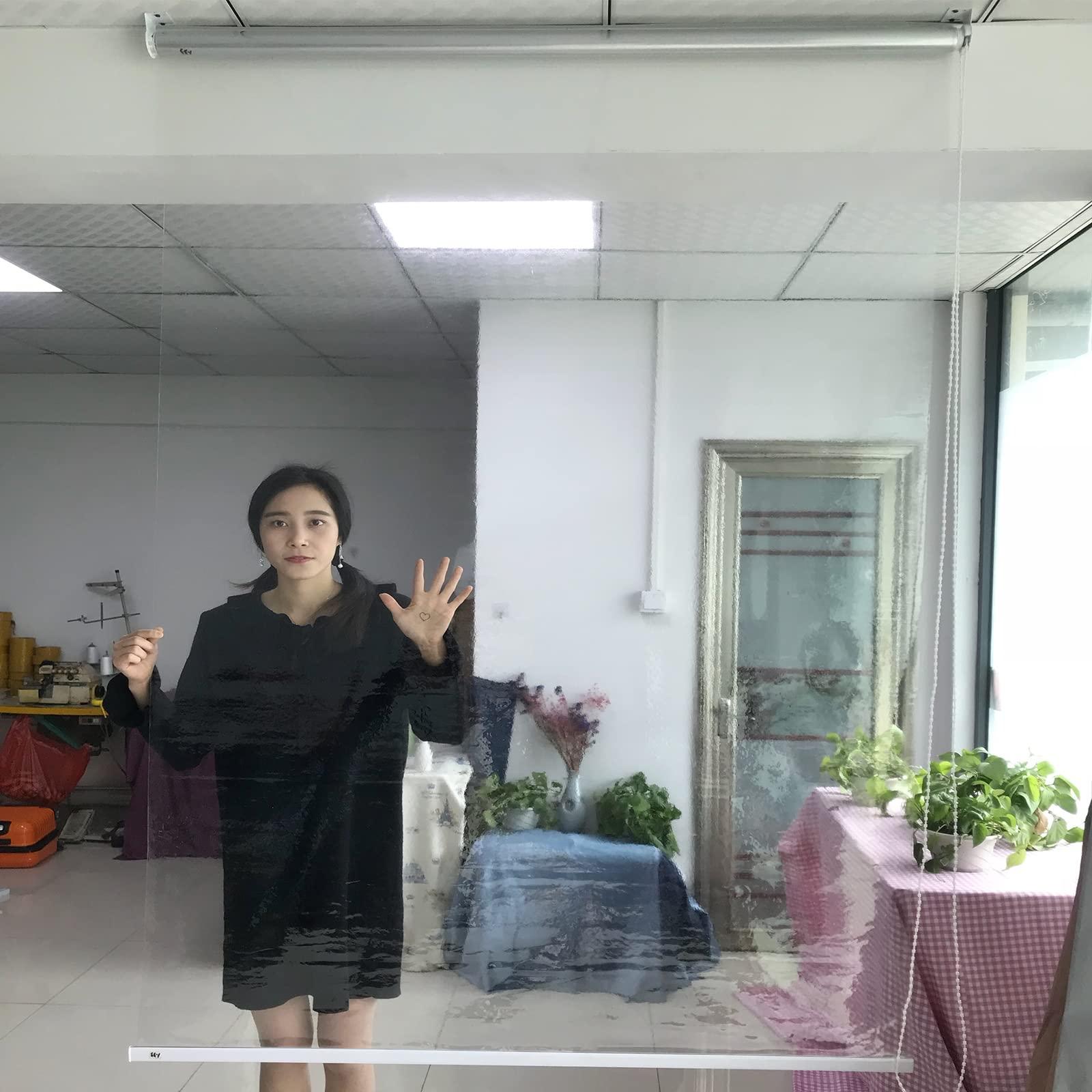 ZXCVBAS Clear PVC Plastic Roller Blinds,Transparent Vinyl Roller Shade Blind,Transparent Waterproof PVC Window Shades Roller Blind,Blinds for Outdoor Patio Hotel Office,60x120cm/23.6x47.2in