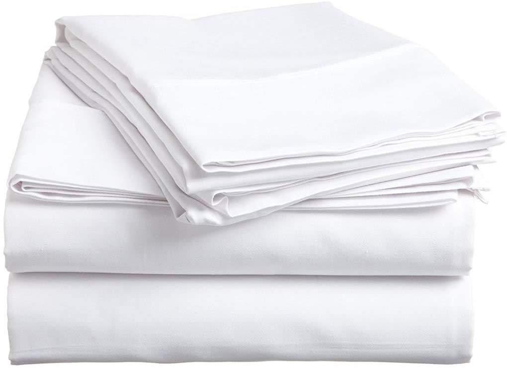 Cottington Lane California King Size Sheet Set-100% Egyptian Cotton Bed Sheets-400 TC Cotton Sheets-4 Piece Sheet Set Fits Mattress Upto 16 Inch Deep Pocket Fitted Sheet-72 x 84 Size Sheets for White Solid Bed