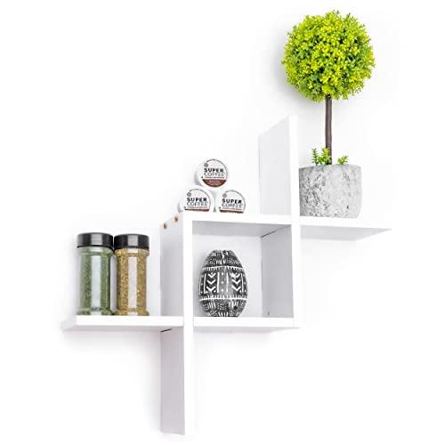 Greenco Greenco Criss Cross Intersecting Floating Shelf, Easy-To-Assemble Floating Wall Mount Shelves for Bedrooms and Living Rooms, Espresso Finish