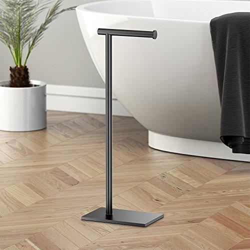 Gatco Gatco 1431MX Modern Square Base Toilet Paper Holder Stand, Matte Black, 22.25"H