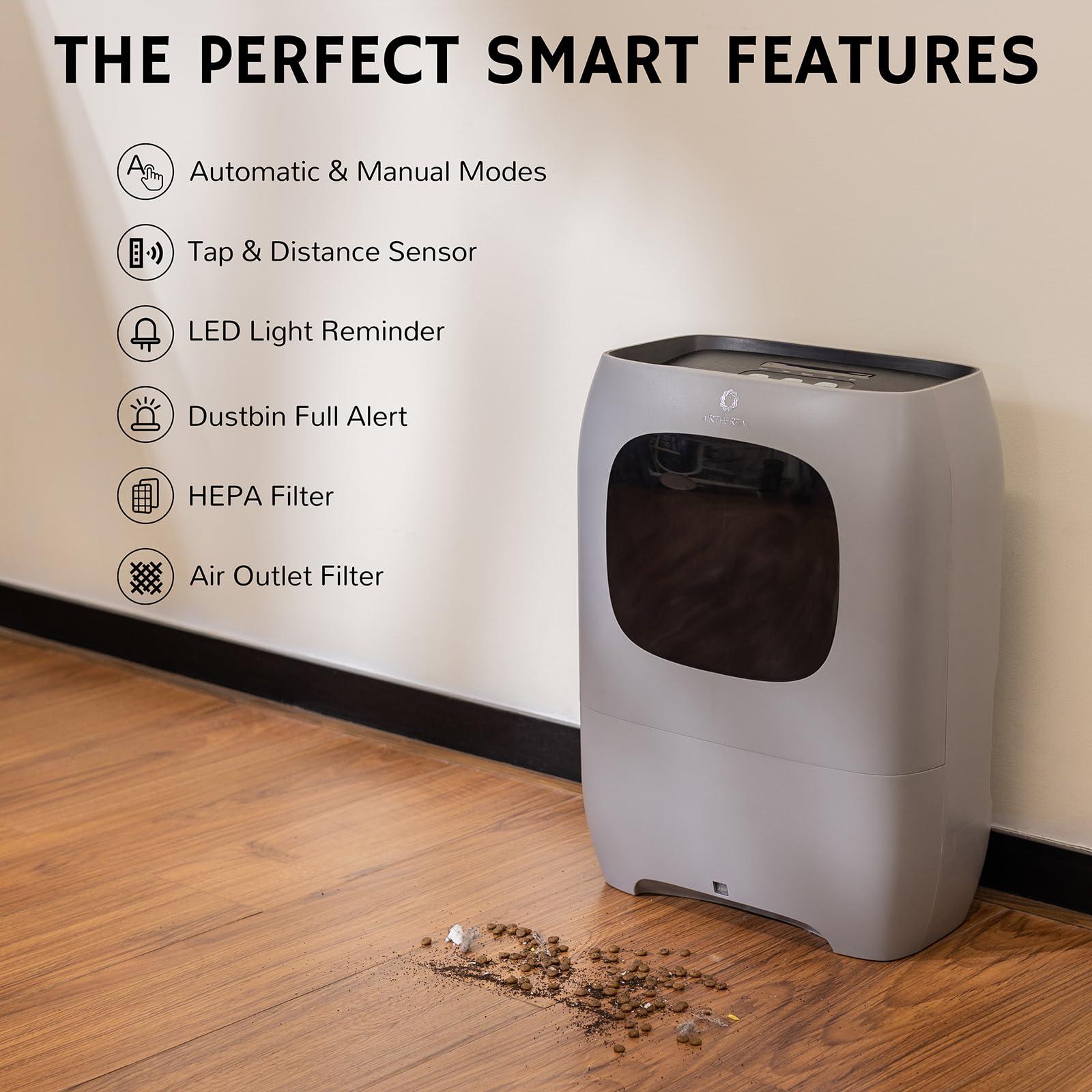 AIRTHEREAL AIRTHEREAL T1 Touchless Vacuum Automatic Dustpan with 2 Operation Modes - Ultra Fast & Powerful Corded Canister Vacuum for Sweeping Salon, Pet Hair, Food, Dirt, Kitchen, 20Kpa Max Suction