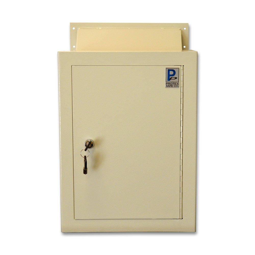 Protex Safe Co. Protex MDL-170 Wall/Door Through Drop Box,for Keys, car remotes, Cash, Checks and envelopes, Metal Baffle, Pre-drilled mounting Holes,Double Steel Door, with Adjustable Chute