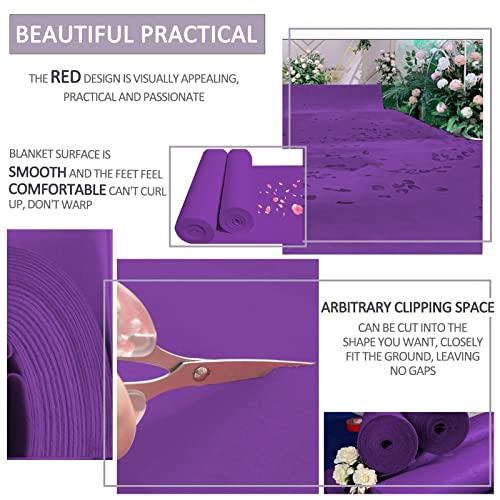 Liyadolaam Purple Carpet Runner Runway RugsWedding Aisle Runner Mat Wear-Resistant 2mm Polyester Rug Runners Roll Event Ceremony Walkway Carpets with 1 Piece Tape for Church Party (Size : 1.2x15m)
