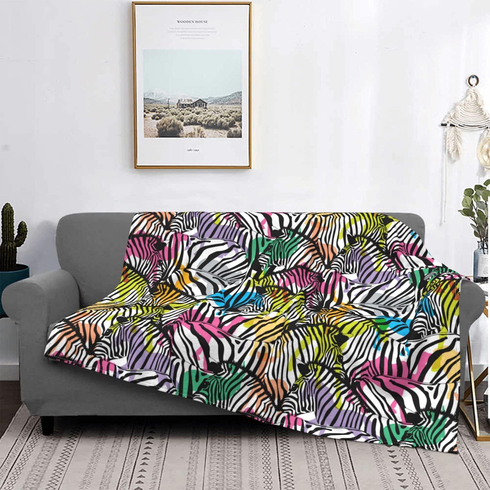 Fairy UMI Color Zebra Flannel Fleece Throw Blankets Soft Microfiber Blanket for Sofa Bed Travel Bedroom Blanket 60\"x50\"