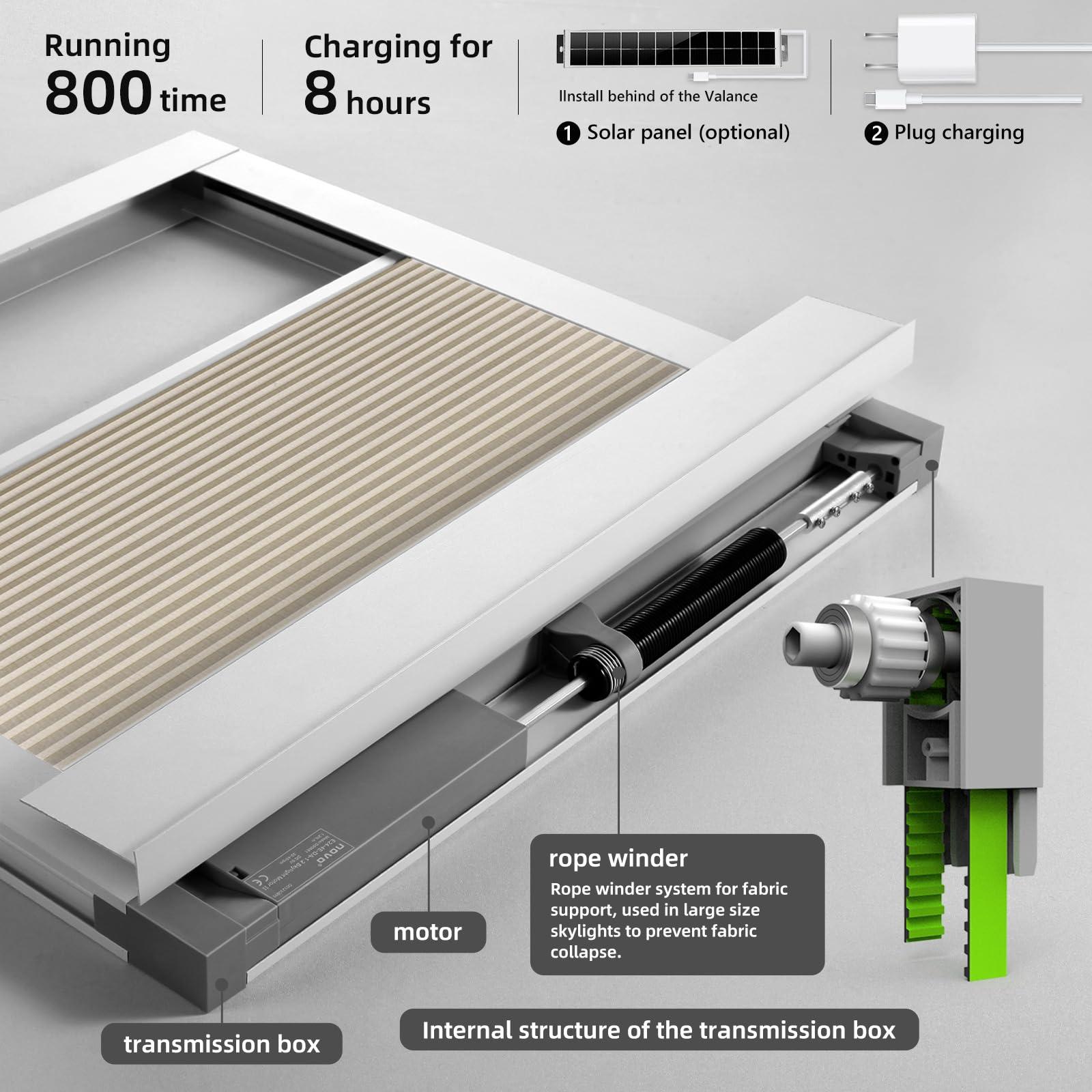 ZSTARR ZSTARR Motorized Skylight Shades Cellular Honeycomb Electric Blinds with Solar Panel Cordless Rechargeable Shades with Remote for Roof Inclined Plane Room Custom Size (BO Printed Wheat)