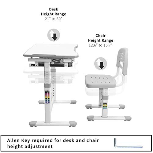 VIVO VIVO Gray Height Adjustable Childrens Desk and Chair Set | Kids Interactive Workstation
