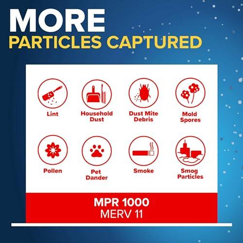 Filtrete Filtrete 20x20x1 AC Furnace Air Filter, MERV 11, MPR 1000, Micro Allergen Defense, 3-Month Pleated 1-Inch Electrostatic Air Cleaning Filter, 4 Pack (Actual Size 19.69x19.69x0.81 in)