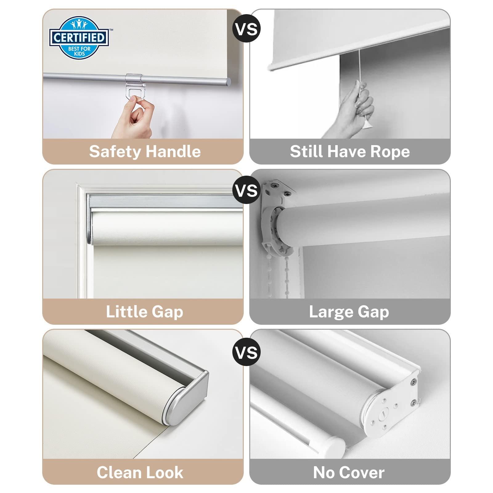 Keego Keego Spring Roller Blinds Free Stop Easy to Lift & Install Window Shade UV Protection Thermal Insulated Window Roller Blinds Privacy Custom Durable Shades for Home (Blackout, Black, 59w x 36h)