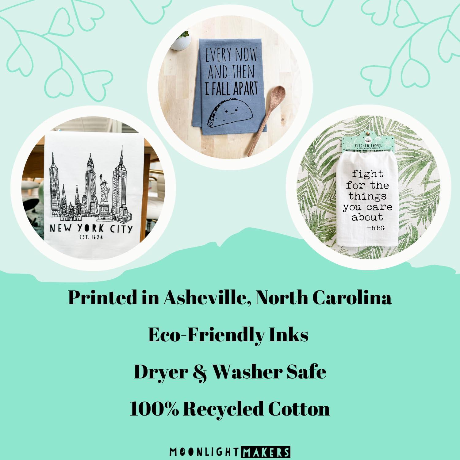 Moonlight Makers Original Dish Towel, Washington DC Skyline, Flour Sack Kitchen Towel, Sweet Housewarming Gift, Farmhouse Kitchen Decor, White or Gray (White)