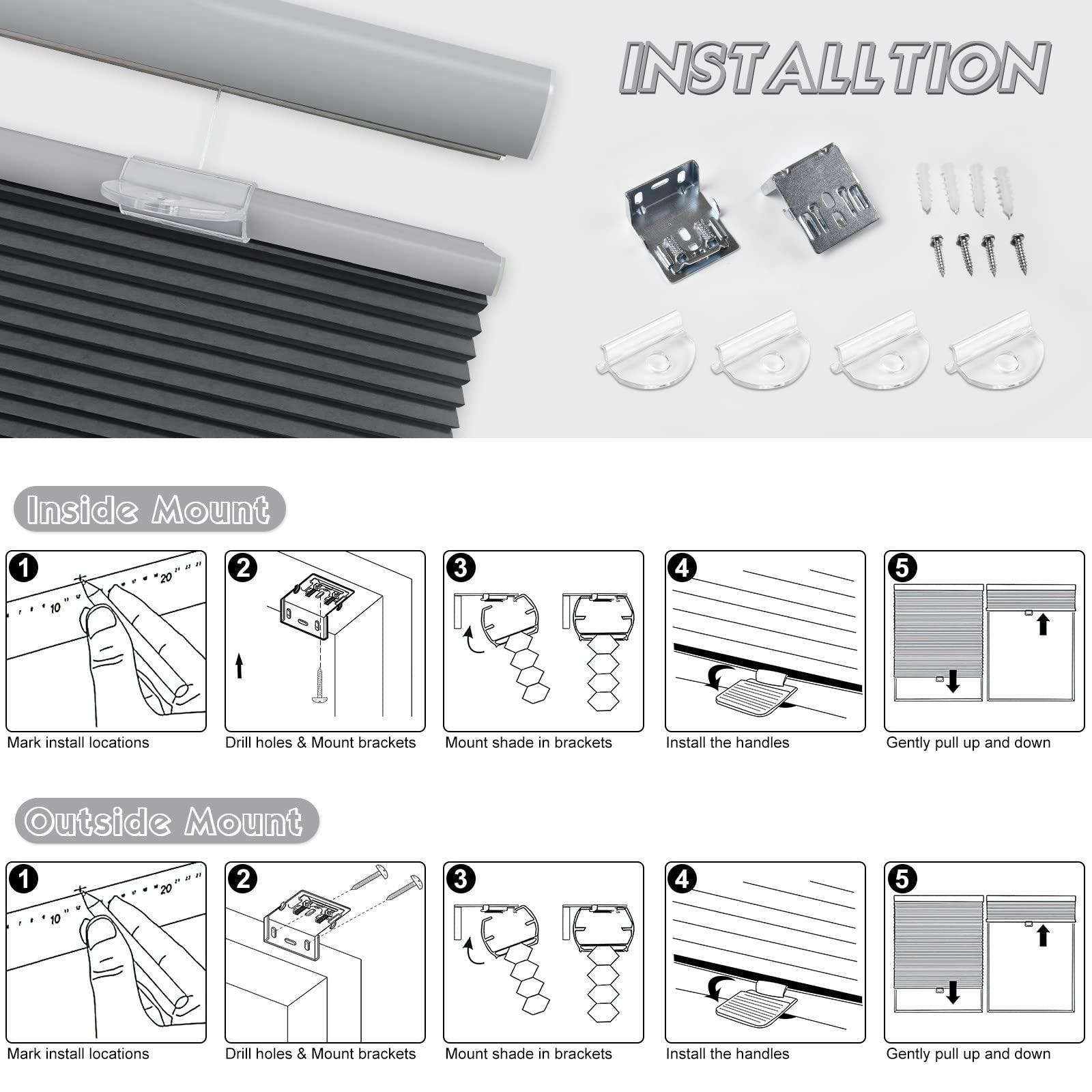 Keego Keego Top Down Bottom Up Window Blinds Cordless Blackout Blinds for Windows-Custom Cut to Size Noise Cancelling Window Blinds & Shades for Home Kitchen Bedroom Office (Navy, 24" W x 56" H)