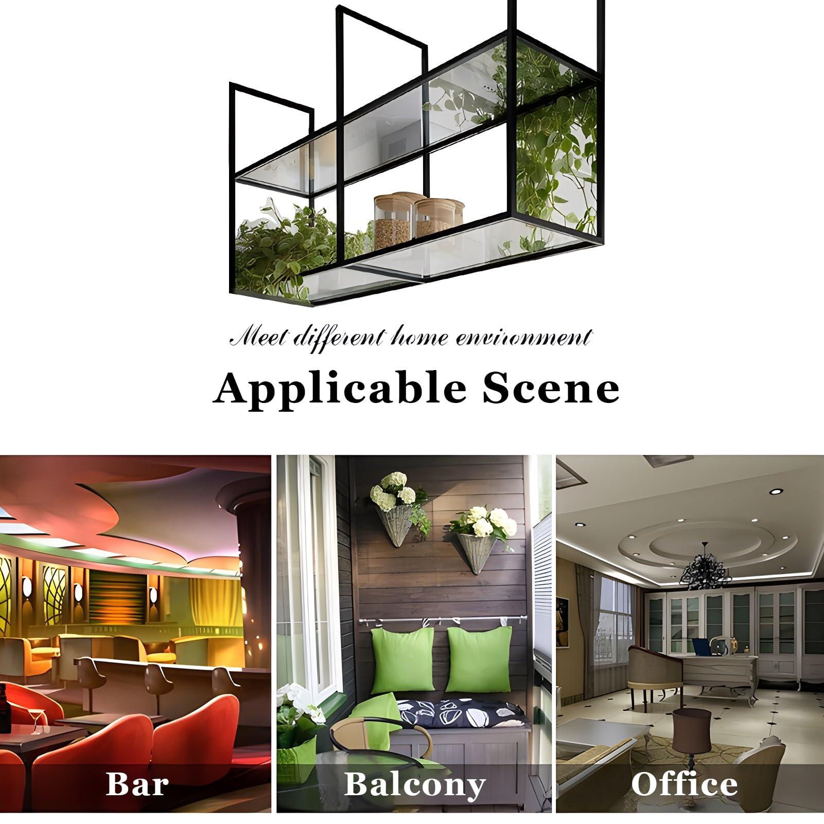 Yopappol Yopappol Ceiling Mount Shelf, 2 Tier Hanging Storage Rack, Metal & Acrylic Floating Wall Shelves Plant Stand Pot Pan Organizer for Restaurant Kitchen Flower Shop (Size : 60x30x80cm)