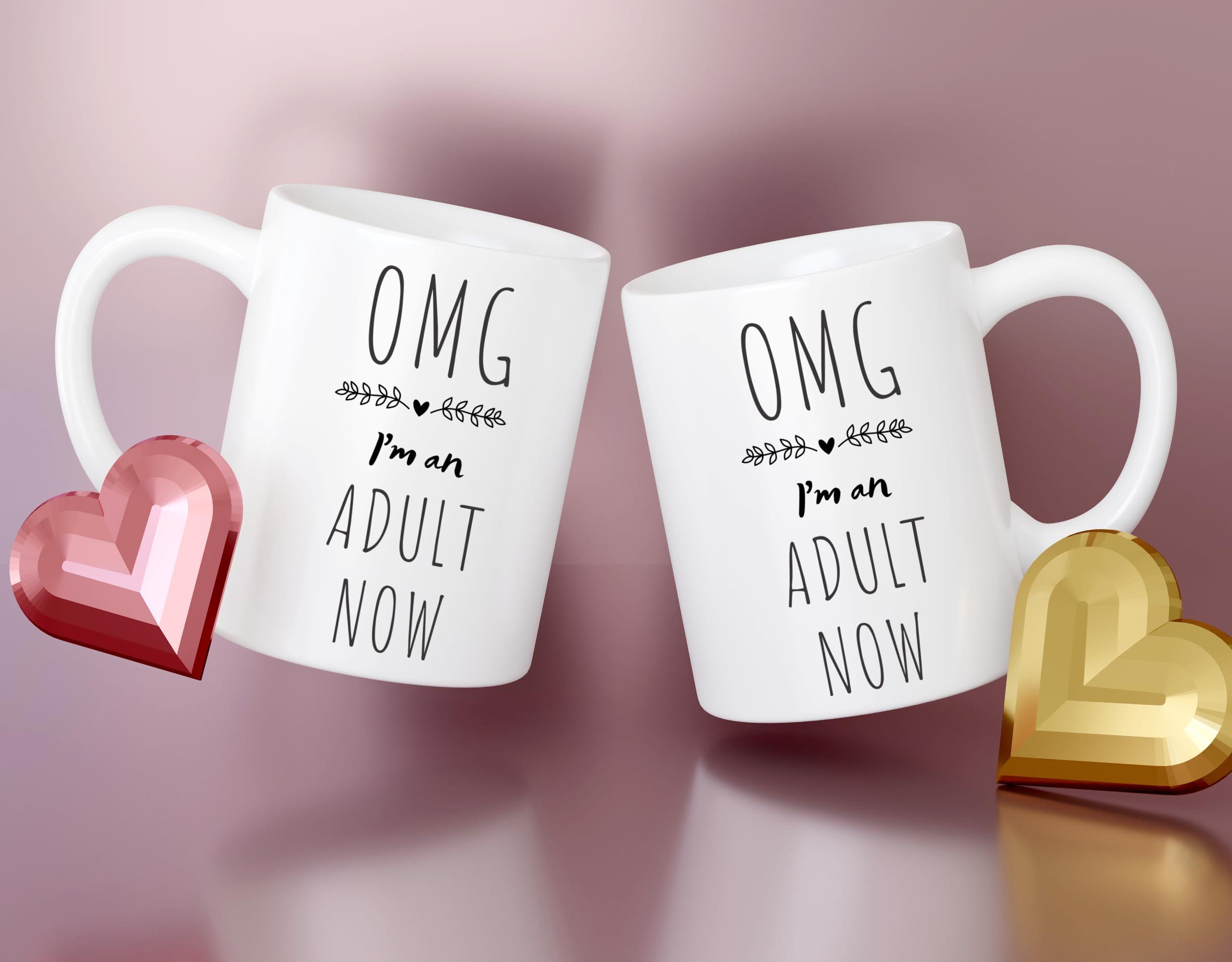 Generic Coffee Mug for 18th Birthday, OMG I\'m an Adult Now, Novelty Funny Mug, Gift for Son, Daughter, Grandchild, Hunour Present for Eighteenth