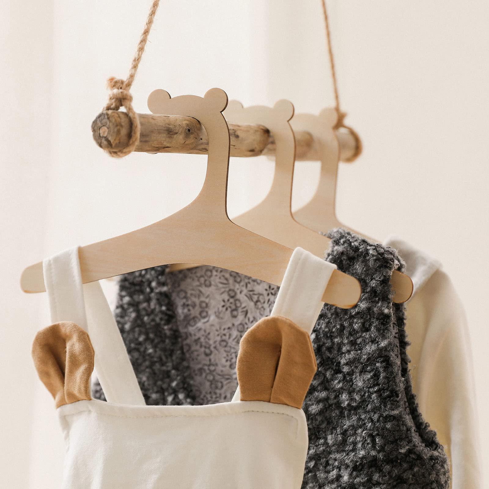 Gllehkt Gllehkt 5Pcs Children Wood Clothes Hanger Cartoon Bear Wood Storage Holder for Children Room Coat Pants Clothes Storage, 22.8x12.1cm