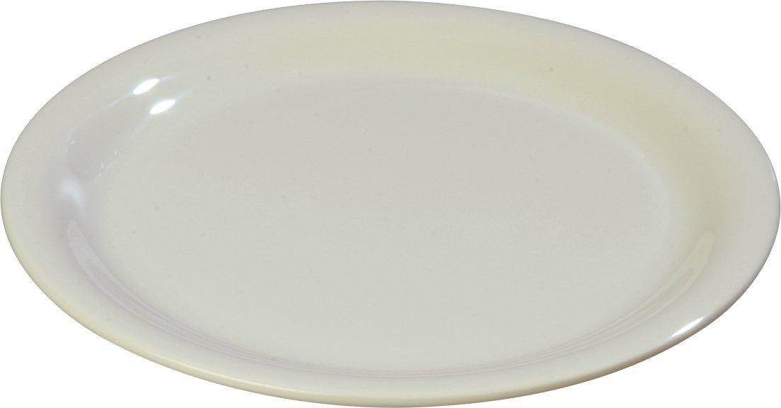 Carlisle FoodService Products Carlisle FoodService Products Sierrus Reusable Plastic Plate with Narrow Rim for Buffets, Restaurants, and Homes, Melamine, 7.25 Inches, Bone, (Pack of 48)