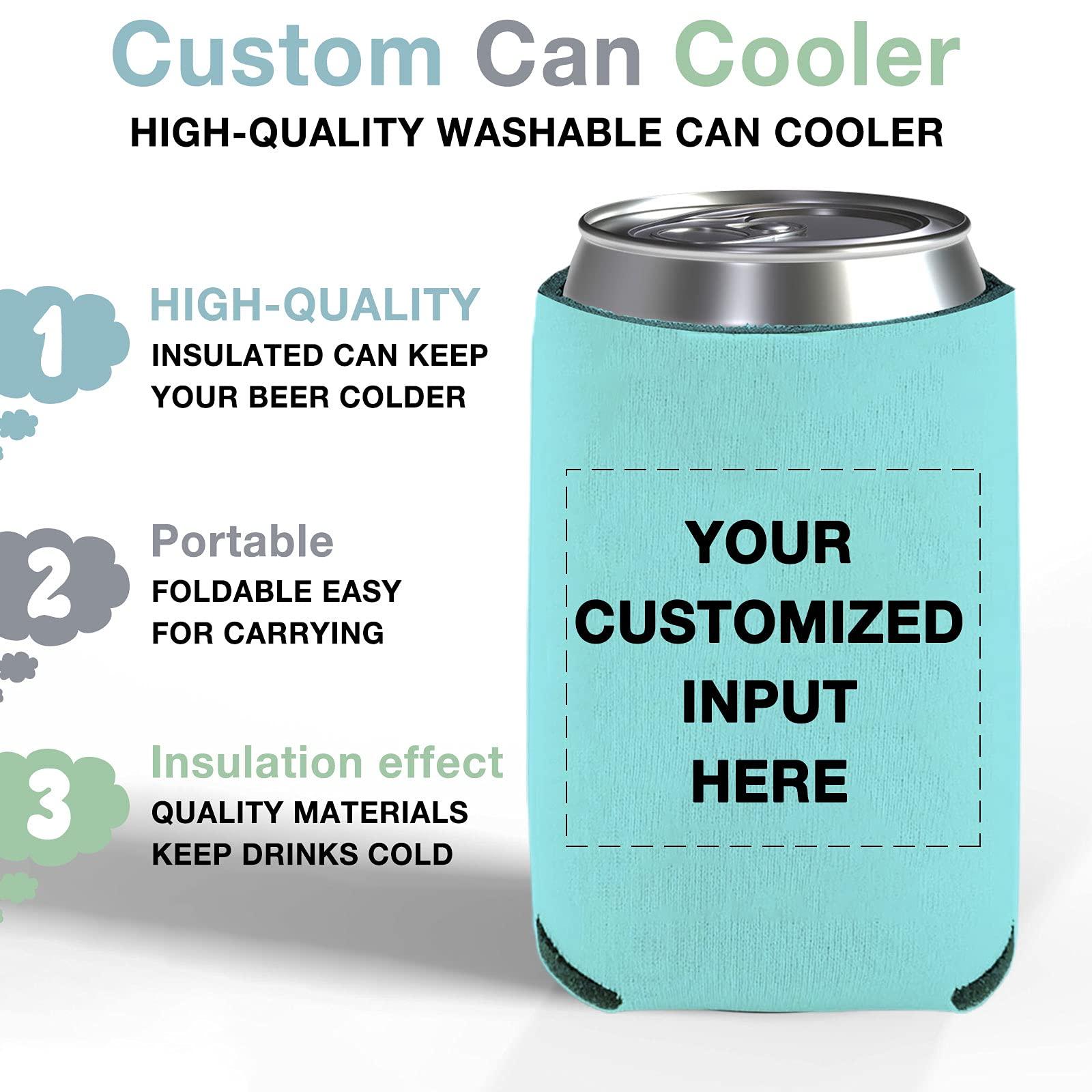 Betenshtresk Personalized Can Sleeve Beer Coolers 50pcs Bulk, Custom Can Cooler With Photo Logo for Weddings Fishing Picnics