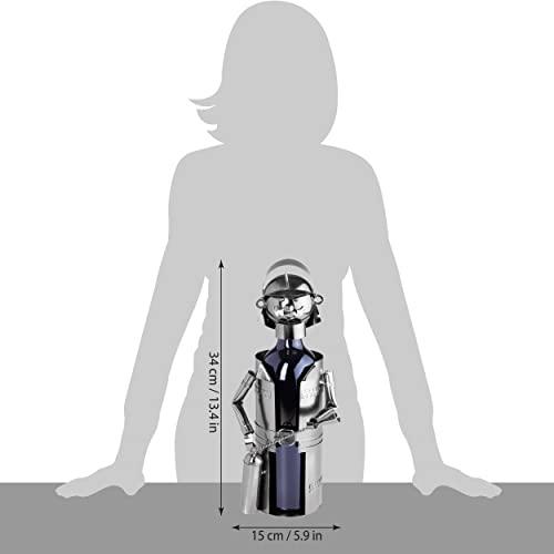 BRUBAKER BRUBAKER Wine Bottle Holder Firefighter - Metal Sculpture - Wine Rack Decor - Tabletop - with Greeting Card