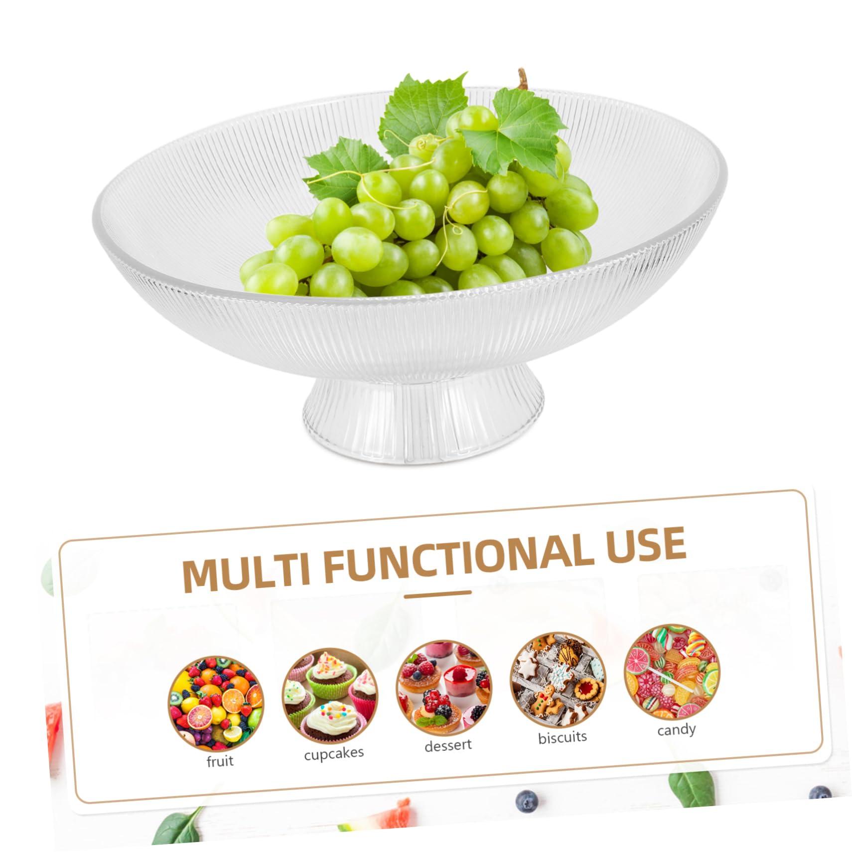 GRIRIW GRIRIW Footed Fruit Serving Plate Large Glass Bowl for Centerpiece Fruit Bowl in Kitchen